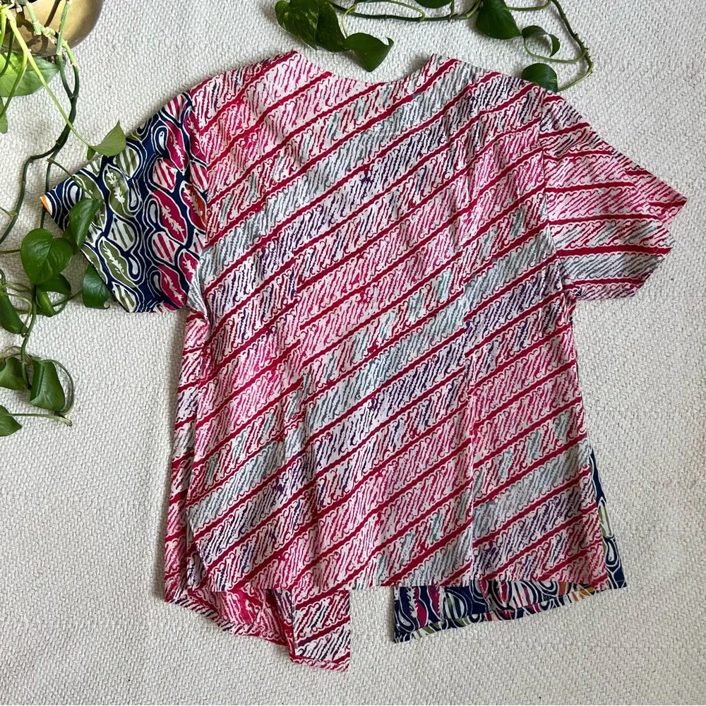 Vintage 90s Patchwork Tribal Print Button Down Shirt - Picture 6 of 6
